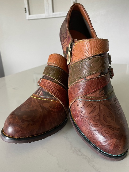 Shoes - Spring Step L'Artiste Graphic Hand Painted Leather Ankle Boots Size EU 40 (US 9)